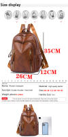 Mochila De Cuero Para Mujer 2024 Lujo Casual Vintage Con Bolsillos Internos Y Externos Cierre De Cremallera Bolsa Escolar Para Niñas - details 3