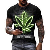 Camiseta De Verano Con Estampado 3D De Hoja De Cannabis Estilo Casual Y Moda Callejera Manga Corta Para Hombre - details 2