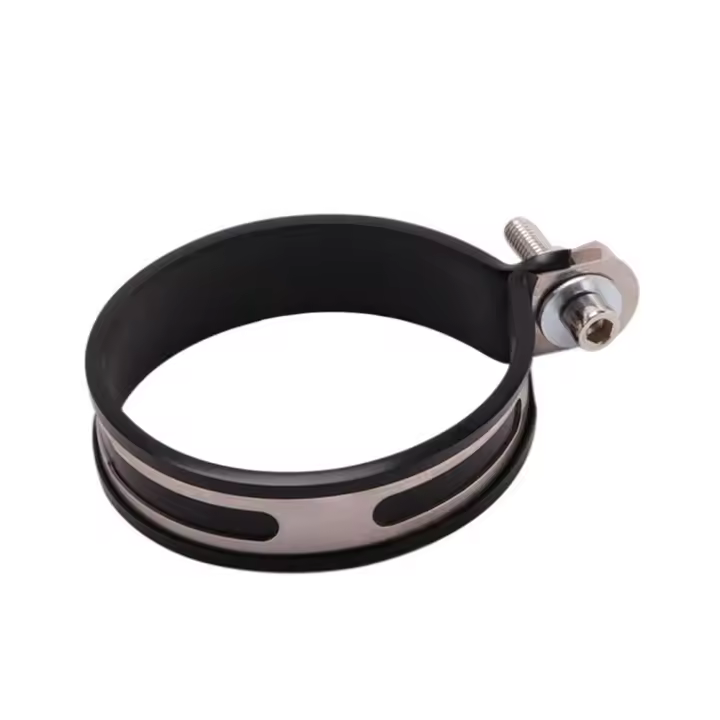 Soporte Universal Para Escape De Motocicleta Clip De Apoyo Para Tubo De Escape Anillo Fijo Herramienta De Soporte En Acero Inoxidable O Fibra De Carbono Negro - 1