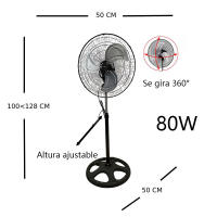 PLUSHOME Ventiladores de Pie Altura Ajustable,Ventilador de suelo,Ventilador Sobremesa,Circulador de aire,Ventilador industrial Metaric.De 25W hasta 120W.Ventilador giratorio 360 grados. - details 11