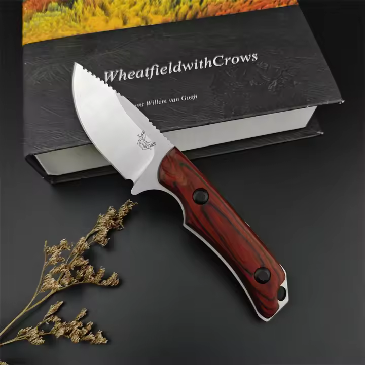 Cuchillo De Caza Fijo BM 15002 15017 Alta Dureza Hoja De Acero S30V Mango De Madera Herramienta Táctica De Sobrevivencia Portátil Para Exteriores - 1