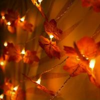 Luces De Maple Rojo LED 1pc Luz De Ambiente Para Halloween Decoración De Hogar Jardín Fiesta Puerta Controlado Por Batería - details 7