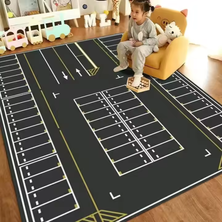 Carpetas De Tráfico Modernas Para Sala De Estar Alfombra De Piso Para Juego De Niños Alfombra De Zona Para Dormitorio Y Sofá Al Lado Alfombra De Puerta Decorativa De Polyester 100% - 1