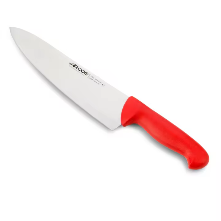 Arcos Cuchillo Cheferie 2900 - Hoja Acero Inoxidable Nitrum 10" con Mango Polipropileno Rojo - Plateado Higiene -istema Identificación Coloreguridad Alimentaria (7''). Serie 2900. Color Rojo. - 1
