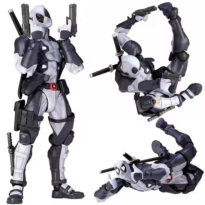 Figura Móvil De Estilo Yamaguchi Marvel Modelo 001EX Deadpool Postura De Ataque Figura Coleccionable Gris Y Blanco Muñeco Decorativo Regalo Para Adultos - 1