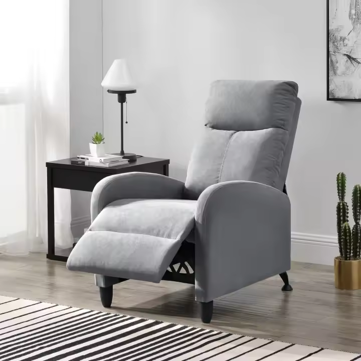 Sillón Relax Elegante - Butaca Reclinable - 102x60x92 cm - Asiento cómodo - Poliéster - Gris claro [en.casa]® - 1
