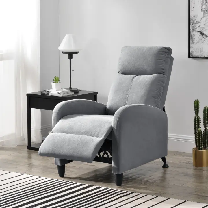 Sillón Relax Elegante - Butaca Reclinable - 102x60x92 cm - Asiento cómodo - Poliéster - Gris claro [en.casa]® - 1
