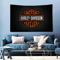 Bandera De Harley Davidson H Para Decoración De Habitaciones Y Salas Con 4 Agujeros Material Poliéster Y Bambú Para Exteriores Y Oficinas - details 4