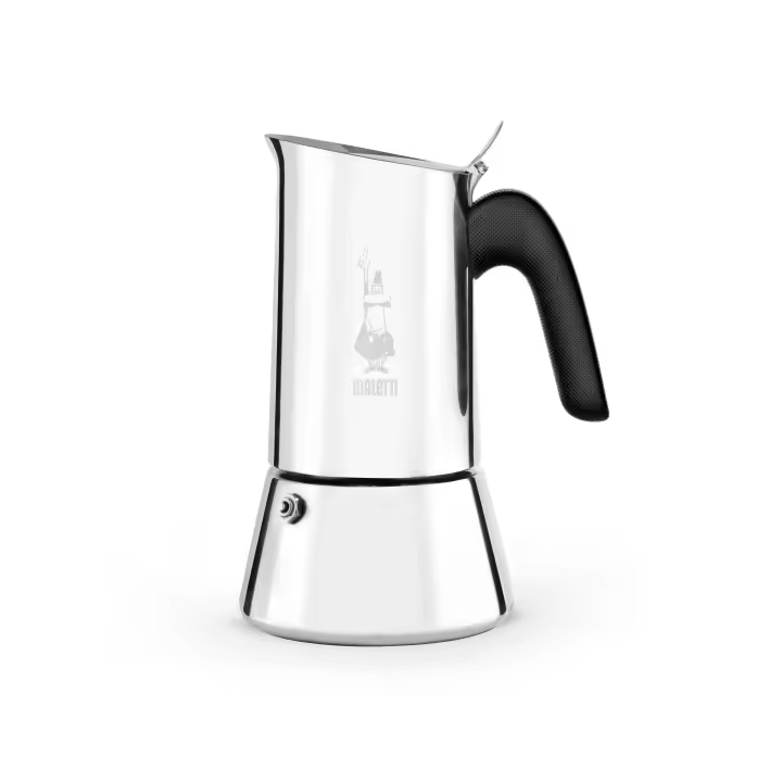 Bialetti Cafetera de Inducción y Clásica Italiana  - Venus color Plata en Acero Inoxidable 18/10,  distintos tamaños 2*, 4, 6, 10 Tacitas, Compatible con placas de inducción y hornillos de gas - Cafetera de Alta Calidad - 1