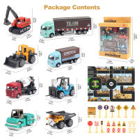 Juego De 8 Piezas De Camiones De Aluminio Con Mat Y Señal De Carretera Modelos Clásicos De Construcción Para Niños Excavadora Cargador Autobús Remolcador Vehículo De Metal Para Niños Mayores De 3 Años - details 5