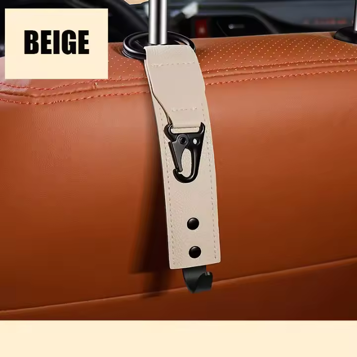 Ganchos De Cuero PU Para Almacenamiento De Coche Organizador De Asiento Frontal Y Respaldo Accesorios Interiores De Automóvil Clip De Cinturón Auto - 1