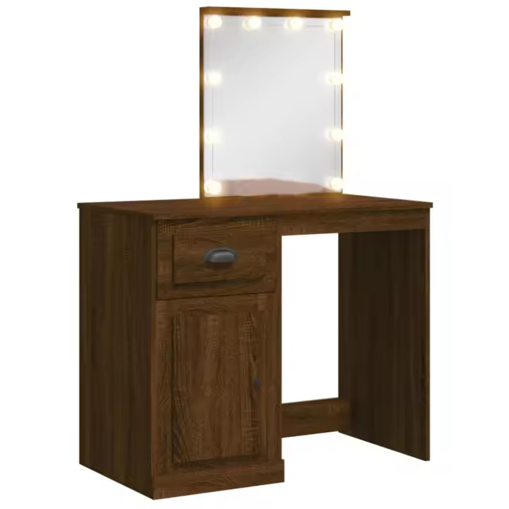 Mesa con LED y 2 trajes Madera contrachapada Roble Sonoma - 1
