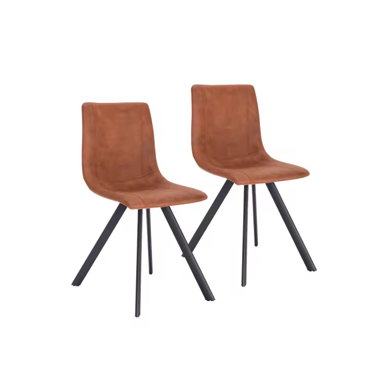 Furniture Style S.L. - Pack de 2 Sillas de Comedor Estilo Industrial Irma en Tela y Patas Metálicas Negras - 1