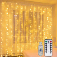 Guirnalda De Luces LED Para Ventanas 6x3M/3x3m Con Control Remoto Y Alimentación USB Decoración Navideña Para Hogar Y Jardín - details 0