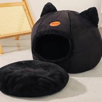 Casa De Gato En Forma De Cabeza Confortable Y Caliente Diseño Semi-Cerrado Antideslizante Para Todas Las Estaciones Nido Universal Para Gatos - details 10