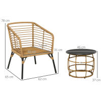 Conjunto de muebles de Jardín de trinquete Outsunny, 3 piezas. Zona de estar, incl. Mesa de Centro Y 2 Sillas, juego de bistro con muebles de balcón, Arena Dark gris. - details 6