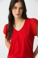 Camiseta Kira roja de Tiffosi. Color muy intenso de esta camiseta de algodón con detalle en la manga con efecto arrugado - details 0