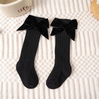 Calcetines Largos Para Bebés Niñas Con Lazo Grande Algodón Suave Para Otoño Invierno Diseño Navideño Juguetón Para Niños De 0 a 8 Años - details 4