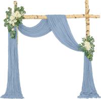 Arco De Boda En Blanco Con Encaje Chiffon 1 Panel Cortina Transparente Para Fondo De Ceremonia De Boda Color Champán - details 2