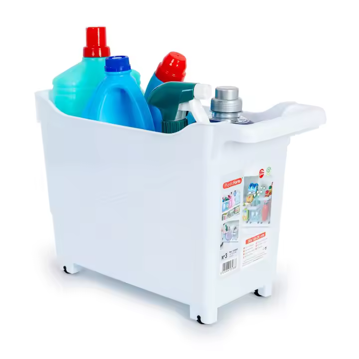Plastic Forte - Cesta Organizadora con Ruedas Nº 3. Ideal Bajo Fregadero. Blanco - 1