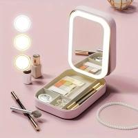Caja De Maquillaje Portátil Con Espejo LED Y Gran Capacidad Bolsa De Cosméticos Con Almacenamiento Para Accesorios De Maquillaje - details 0