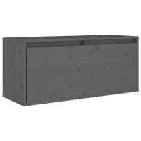 vidaXL Armario de pared de madera maciza de pino 80x30x35 cm Marrón, Blanco, Gris Mueble Almacenaje Estantería para Oficina, Estudio, Dormitorio Estantería/Librería/ mueble de Almacenamiento - details 4