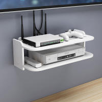 Estante Flotante De 2 Niveles Soporte Para Router Wifi Cajón Superior Organizador De Almacenamiento De Pared Con Salida Multi Tap Y Cableado Montaje En Pared - details 0