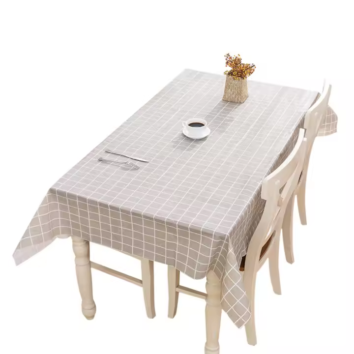 Mantel Redondo De PVC Impermeable a Prueba De Manchas Con Patrón Cuadriculado Para Sala De Estar Y Cocina Cubierta De Mesa Rectangular Para Comedor - 1