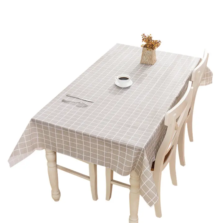 Mantel Redondo De PVC Impermeable a Prueba De Manchas Con Patrón Cuadriculado Para Sala De Estar Y Cocina Cubierta De Mesa Rectangular Para Comedor - 1
