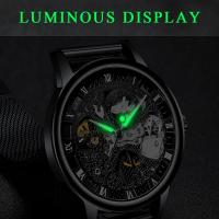 Reloj Mecánico De Pulsera Masculino Winner Acero Inoxidable Transparente Esqueleto Hollow Clásico Delgado Marca De Lujo Top - details 2