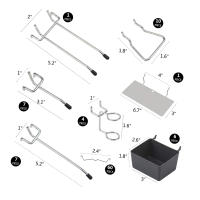 Kit De Organizador De Tablero De Pinos Metálico 114/140 Piezas Gancho Para Garage Y Tienda Herramientas De Almacenamiento Y Colgadores - details 7
