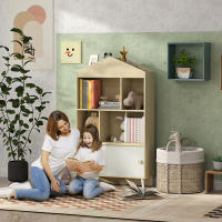 AIYAPLAY Estantería Infantil de Madera con 4 Compartimentos Librería Infantil con Estantes Abiertos y Armario para Habitación de Niños Sala de Juegos 80x30x140,5 cm - details 1