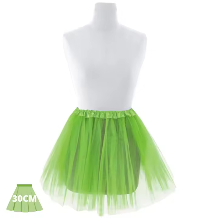 Festëën® Falda elástica verde cesped - Tutú  Talla adulto (40cm) e infantil (30cm)  Complemento fiesta, carnaval, halloween - Festëën® - 1