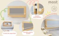 MOST DECO Espejo Montessori artesanal grande y pequeño  Madera maciza + cristal de seguridad con barandilla redonda para primeros pasos ideal para regalo de cumpleaños infantil recién nacidos y fomento del desarrollo de los primeros pasos - details 1