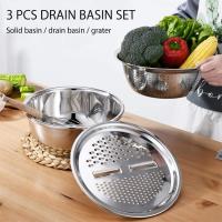 Cortador De Verduras 3 En 1 Rallador De Acero Inoxidable Con Cesta De Encaje Cocina Accesorios Bowl Para Ensalada Herramientas De Frutas Y Verduras - details 3