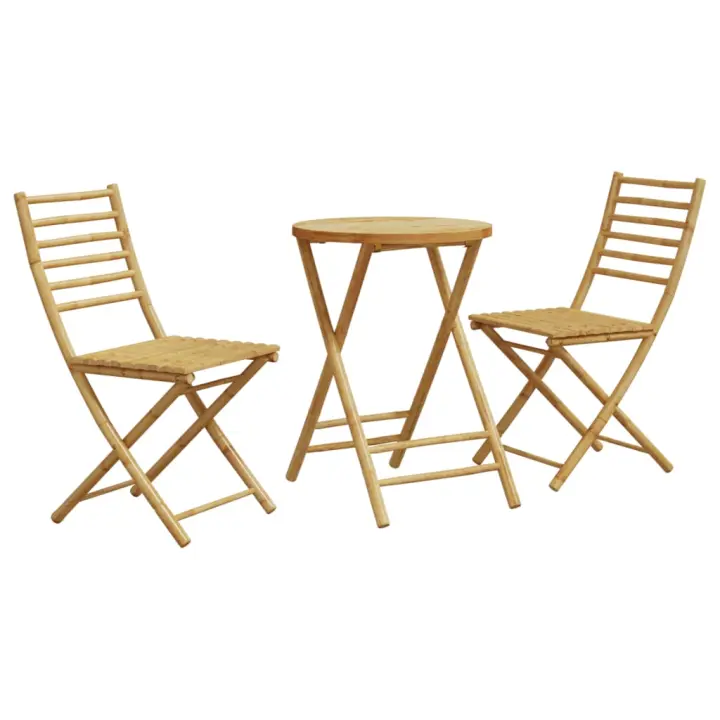 vidaXL Juego de mesa y sillas de jardín 3 piezas bambú en forma Circular/Cuadrado | cómodas modernas ergonómicas para comedor cocina salón hogar - 1