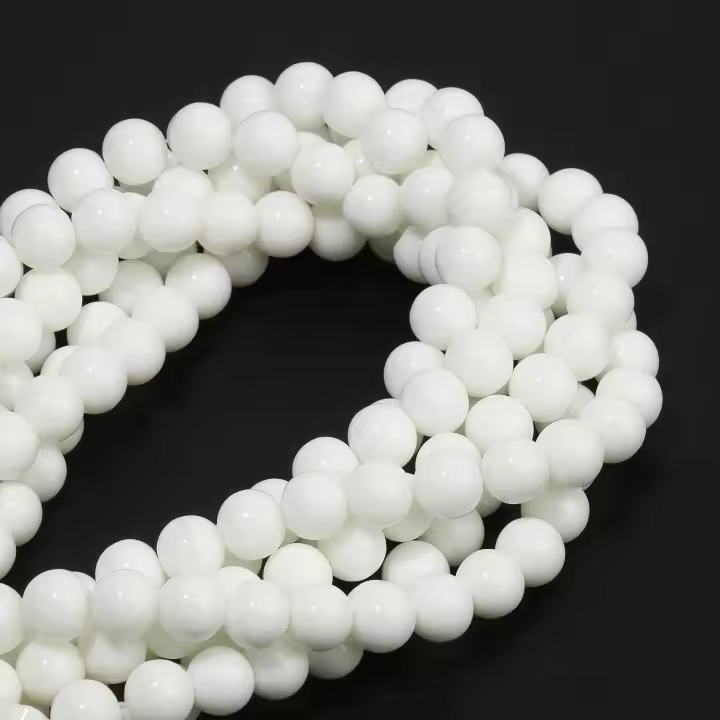 Talismán De Onix Blanco Redondo Suave Piedra Natural Para Creación De Joyas Pulsera Collar Accesorio Espaciador 4/6/8/10/12mm - 1