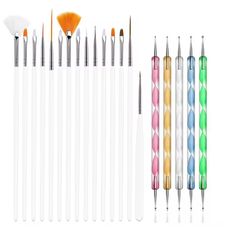Kit De Pinceles Para Arte De Uñas LINMANDA 20 Piezas Con 15 Pinceles Y 5 Bolígrafos De Punta Fina Para Gel UV Y Manicura - 1
