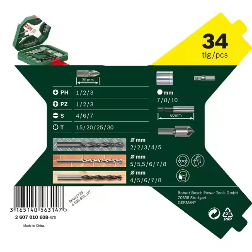 Bosch Set de Puntas de Atornillar y Brocas X-Line 34 Uds. - 1
