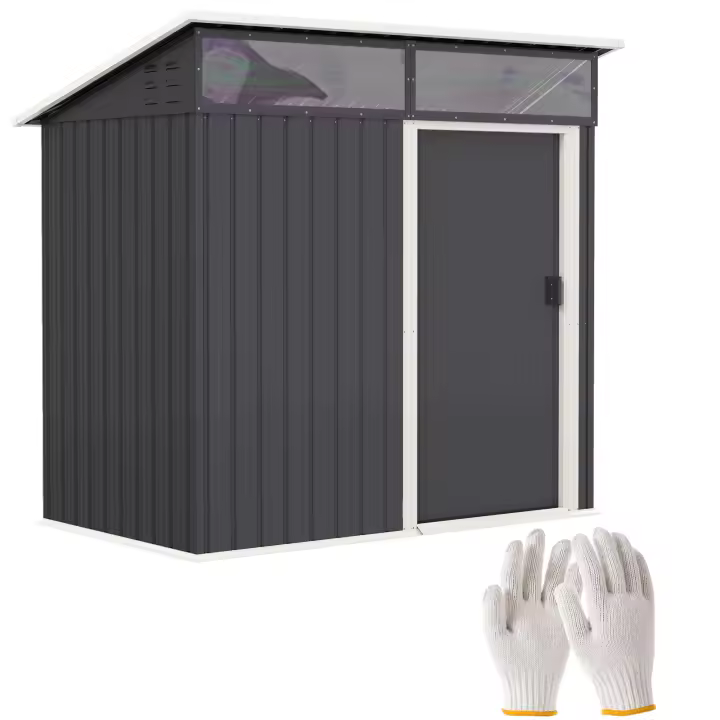 Outsunny Caseta de Jardín Exterior 1,9m² 195x122x182 cm Cobertizo de Jardín Exterior con Base Refuerzo (Suelo NO Incluido) Puerta Corredera Ventanas Cobertizo para Terraza Patio - 1