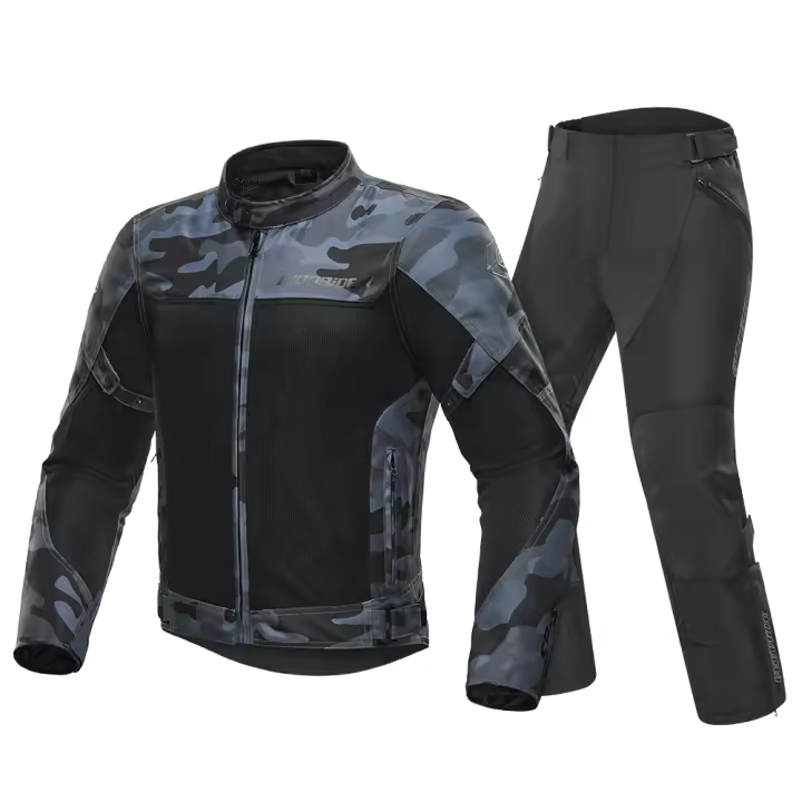 Chaqueta De Motocicleta Para Hombre Verano Anti-caída Transpirable Motocross Con Pantalones Moto Material Poliéster Y Algodón - 1