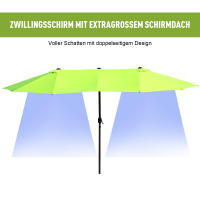 Outsunny Parasol de Jardín 460x270 cm Ovalado with manivela de mano, Parasol Doble Verde para Terraza y Jardín - details 5