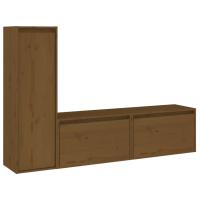 vidaXL Muebles para TV 3 piezas madera maciza de pino, Mueble de Salon, Mueble TV, Mueble TV salon, Mesa de TV, Mueble tele - details 1