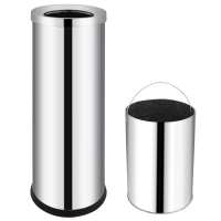 vidaXL Cubo de basura para hotel de acero inoxidable 32 L - details 1