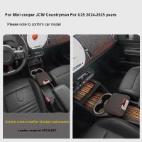 6Pcs Tapete De Cuero Antideslizante Para Puerta De Coche Mini Countryman U25 2024 2025 Soporte De Taza Y Ranura Decorativo - details 2