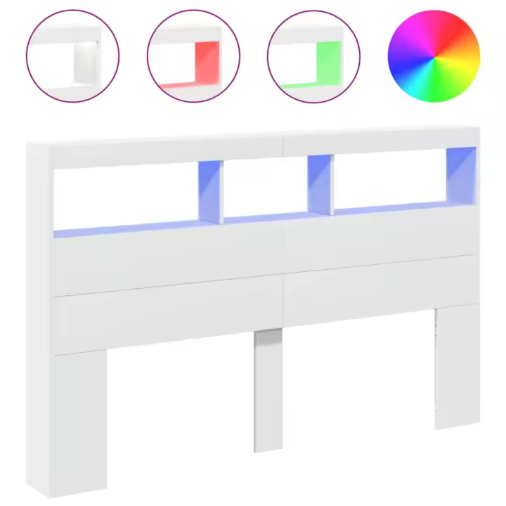 vidaXL Cabecero de cama con LED blanco 160x17x102 cm - 1