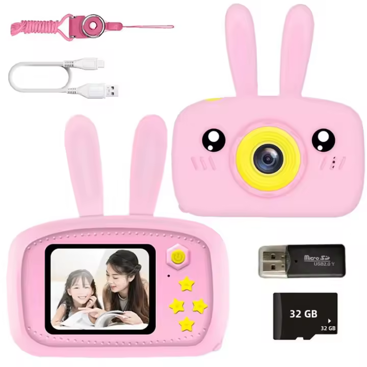 Cámara Digital Educativa Para Niños Mini Conejo De Dibujos Animados Pantalla HD Portátil Regalos Para Niños Cámara SLR - 1