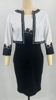 2 unids/set Mujeres Vestido Abrigo conjunto más tamaño slim fit Tres segundos Manga Flor impresión cardigan Capa D - details 2