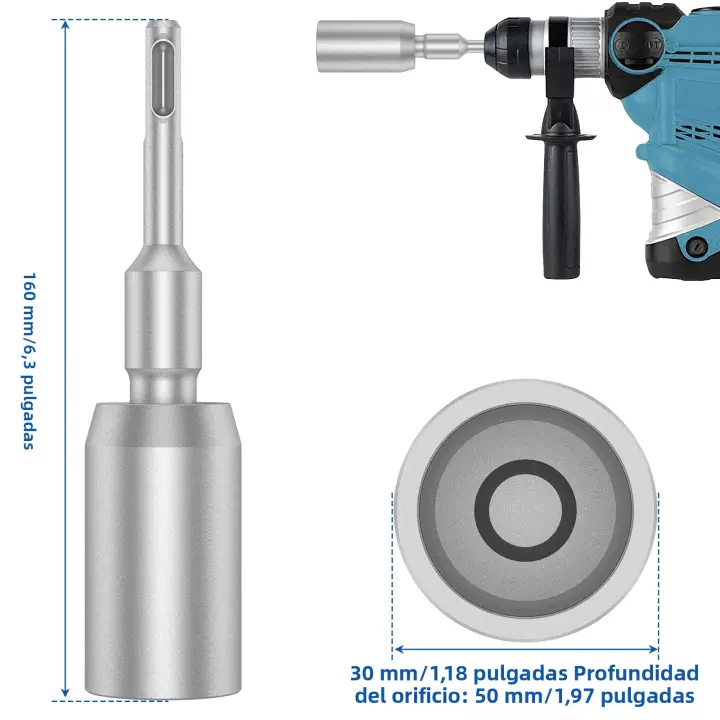 Herramienta De Driver Para T Post De Terreno 30/45/65mm Durable De Acero Forjado Bit De Taladro Compatible Con Todas Las Herramientas SDS-PLUS - 1