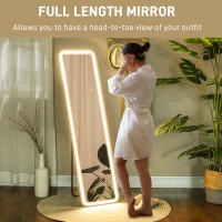 HOMCOM Espejo de Cuerpo Entero con Luz LED 150x40 cm Espejo de Pie o de Pared sin Marco con Iluminación de 3 Colores Función de Memoria y Táctil Inteligente para Salón Dormitorio Transparente - details 3